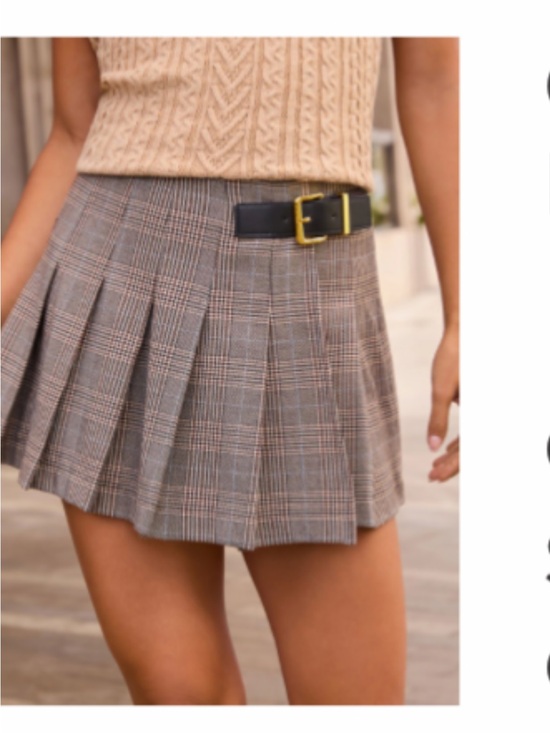Vici Dresses & Skirts - Plaid Pleated Mini Skort in Brown